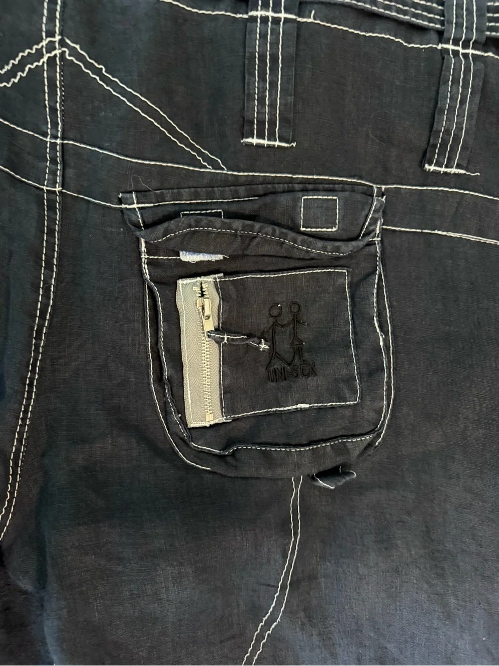 Johnny Was Pete & Greta Cargo Pants with Contrast Stitching 100% linen - Picture 6 of 9